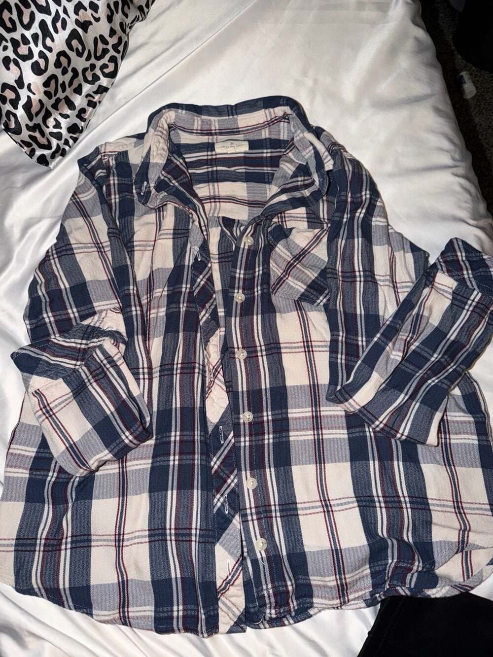 Anthropologie’s Thread and Supply Plaid Button Down Shirt Size Small Blue Red!